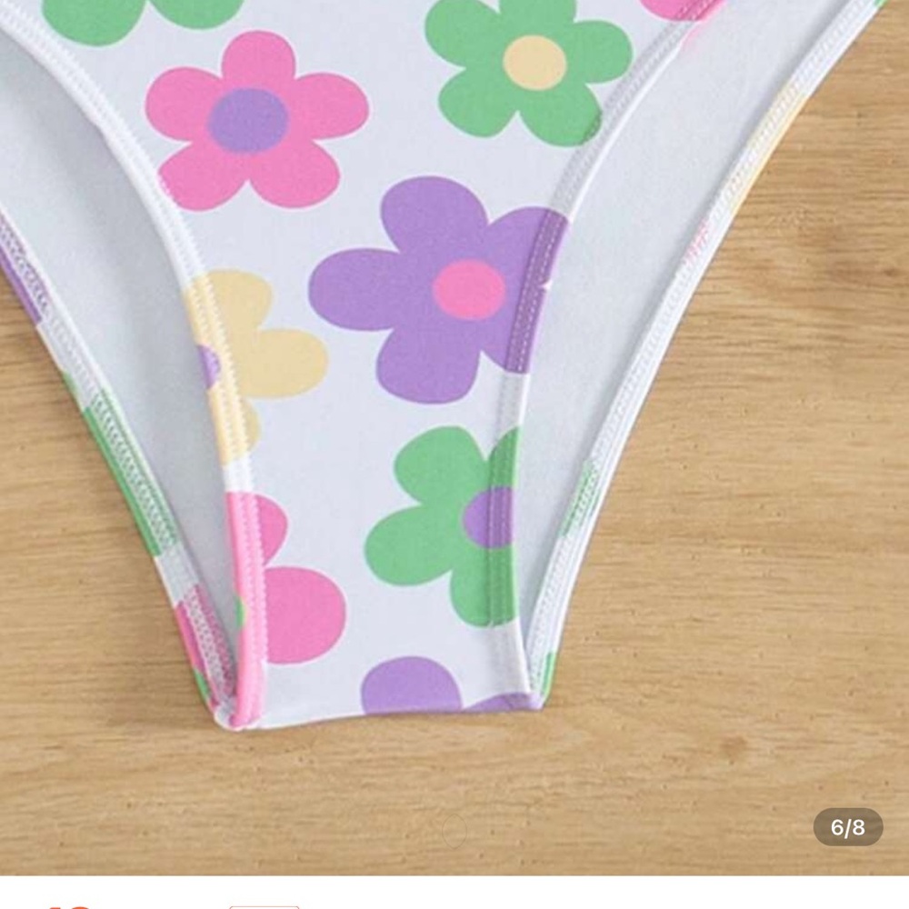 SHEIN Floral Long Sleeve Bikini Set - White, Purple, Green, Pink brand new - Picture 5 of 12